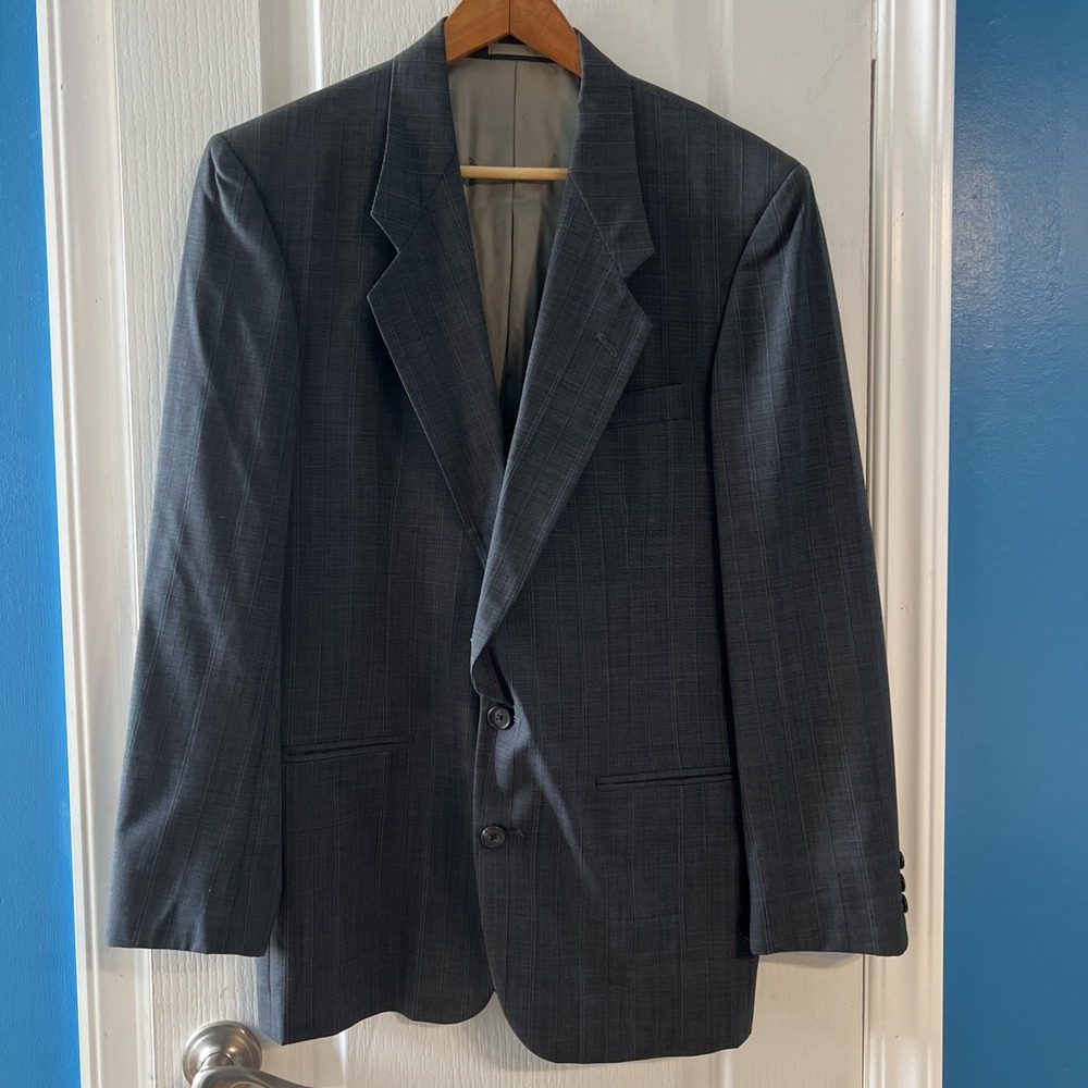 Givenchy Monsieur Vintage Blazer Charcoal Gray Pinstripe Suit Jacket Mens